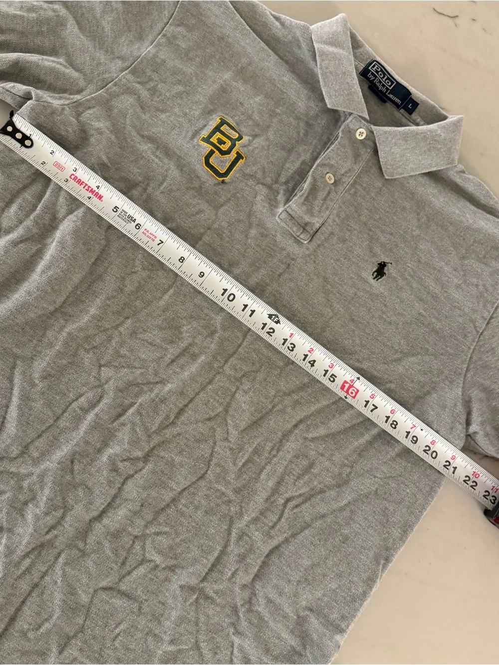 Baylor Bears Polo Ralph Lauren Short Sleeve Gray Size Large Men’s